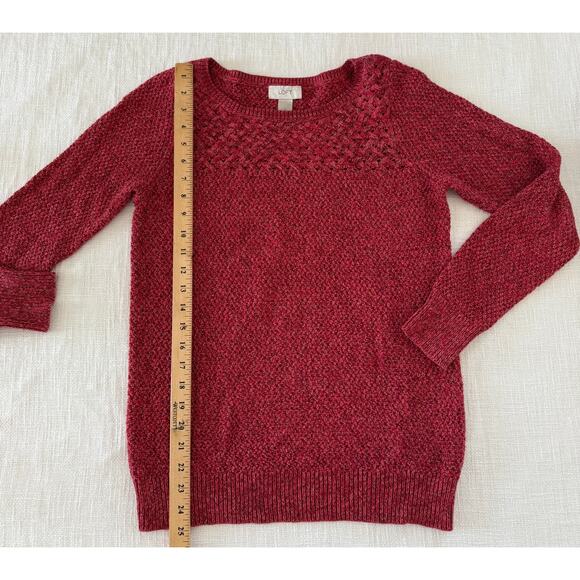 Ann Taylor LOFT Holiday Knit Sweater – 100% Cotton – Red Heather – Size Small - Picture 8 of 14